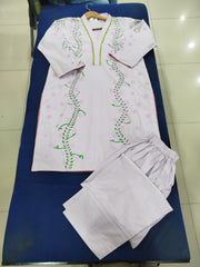 Hand Printed Light Purple Cotton Suit | Gelani Girls Wear