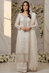 Off White Organza Stitched Long Maxi | Gelani Girls Formal