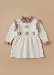 Buy Charming Baby Girl Knit Sweater with Ruffles & Floral Appliques | Gelani Baby Wear