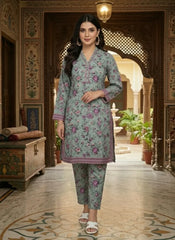 Fresh Women’s Floral Suit – Light Blue Printed Tunic & Trousers Set