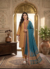 3 PC Unstitched Lawn Fabric Suit for Women Elegant Printed Designs