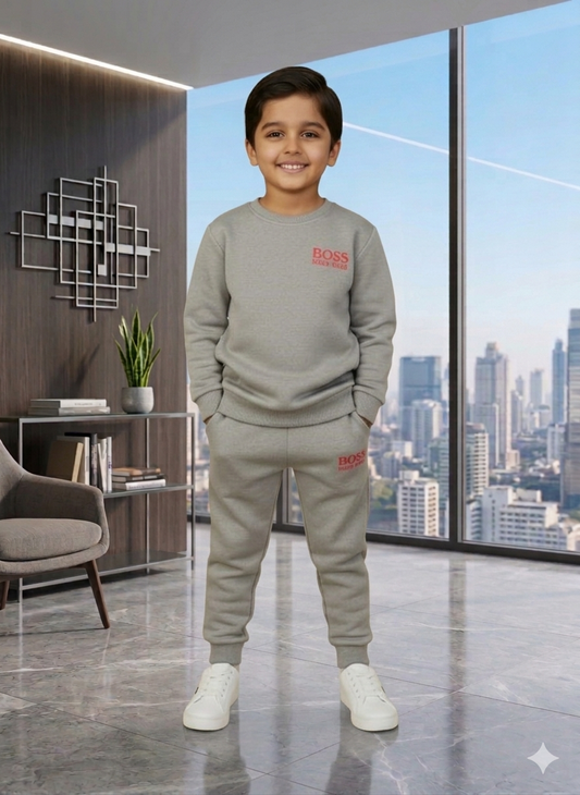 Buy BOSS Kids Boys Grey Tracksuit – Logo Crew Neck Sweatshirt | Gelani Kids Wear