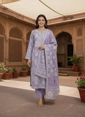 Lavender Khaddar 3 Piece Suit stitched – Elegant Winter Collection