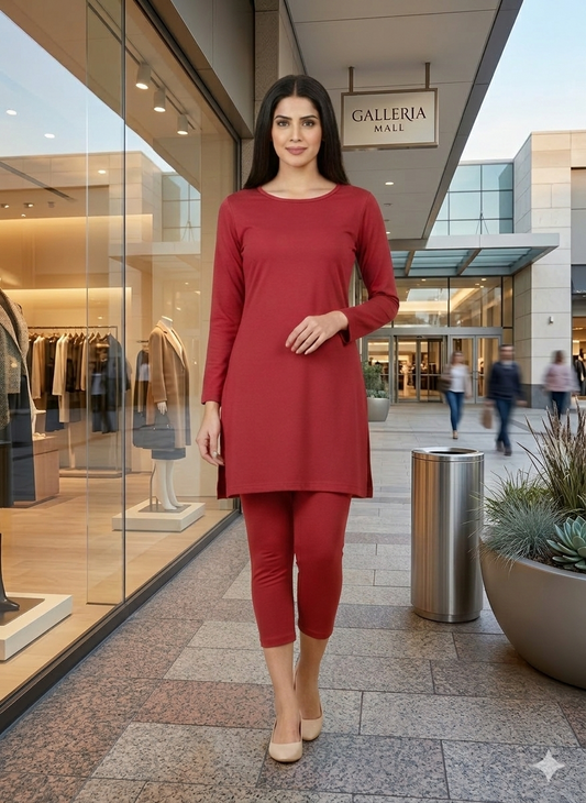 Women’s Premium Soft Cotton Red Leggings – Everyday Comfort & Style