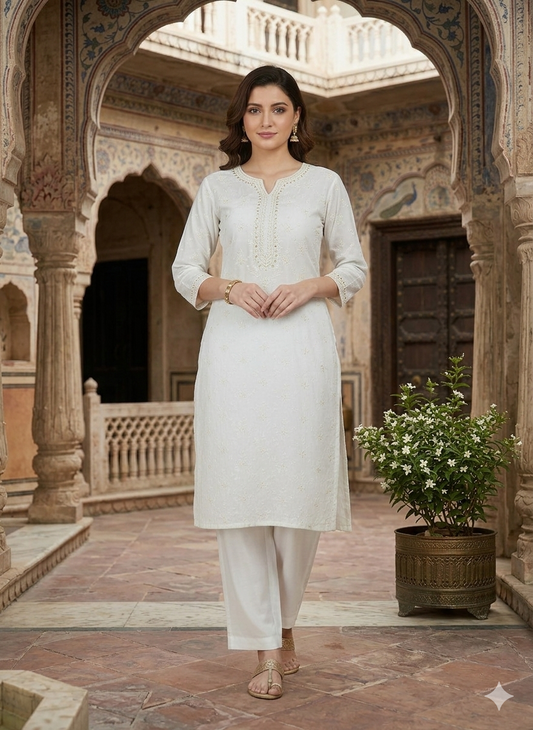 Women’s Classic White Elastic Waist Uniform Pants – Comfortable & Durable