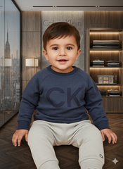 Buy Baby Calvin Klein Navy & Grey CK Logo Sweatshirt & Jogger Set | Gelani Kids Wear