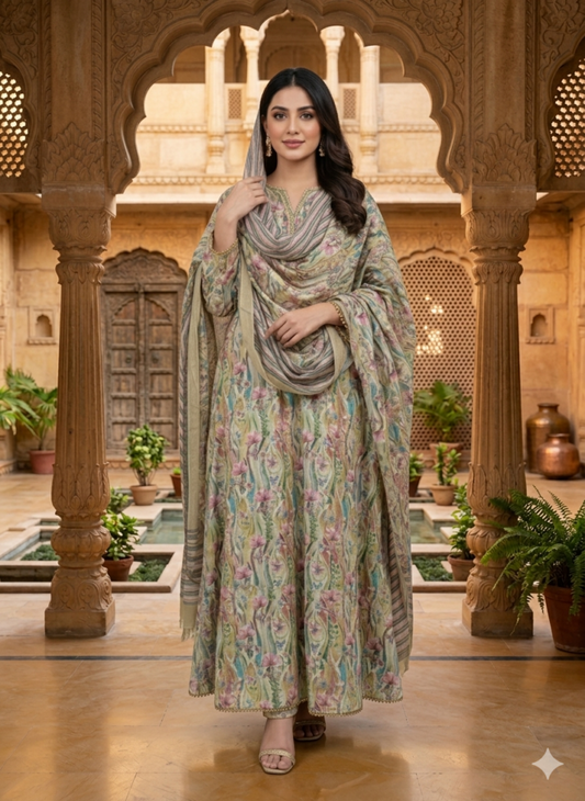 Floral Printed 3-Piece Lawn Suit for Women