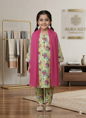 She Club 3pc stitched suit for girl – Light Green Summer