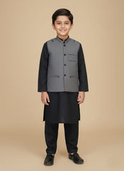 Premium Boys Kurta Waistcoat Set – Luxury Traditional 3-Piece Outfit for Kids