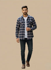 Men’s Navy & Red Plaid Flannel Shirt