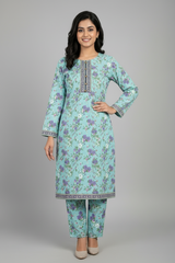 Stitched Pista Green Lawn Suit | Gelani Summer Women 2pc