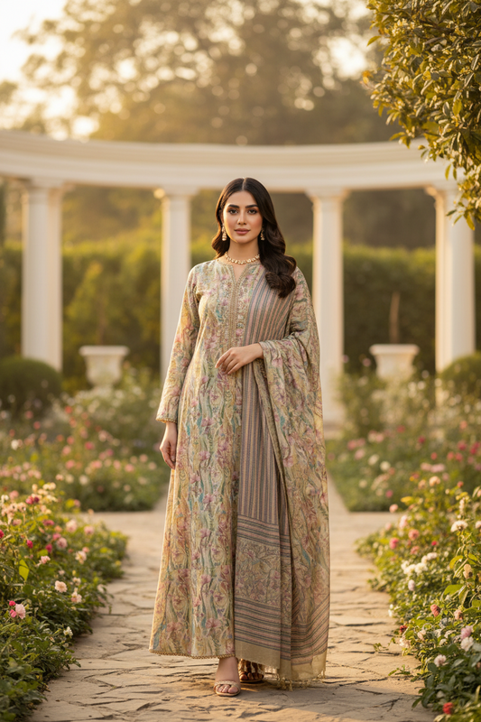Floral Printed 3-Piece Lawn Suit for Women