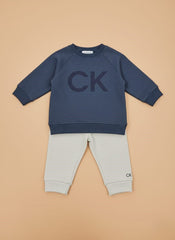 Buy Baby Calvin Klein Navy & Grey CK Logo Sweatshirt & Jogger Set | Gelani Kids Wear