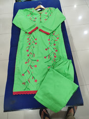 Hand Printed Green Cotton Suit | Gelani Girls Summer Wear