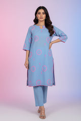 Hand Printed Light Blue Cotton Suit | Gelani Girls Summer