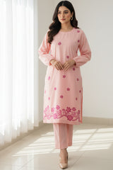 Hand Printed Baby Pink Cotton Suit | Gelani Girls Summer
