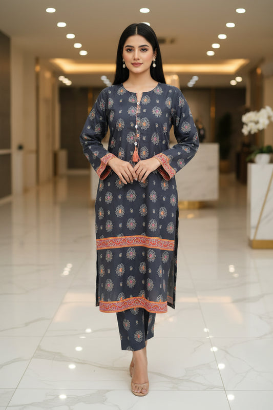 Stitched Black Lawn Suit 2pc | Gelani Summer Women Collection