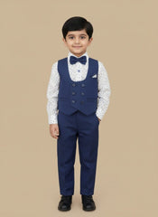 Boys’ Formal Blue Suit Set – 3-Piece Waistcoat, Shirt & Trousers