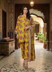 Floral Print 3 PC Unstitched Lawn Fabric – Summer Collection Dress Material