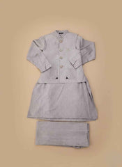 Buy Light Gray Waistcoat Suit for Boys | Gelani Summer Wear – Stylish 3-Piece Outfit