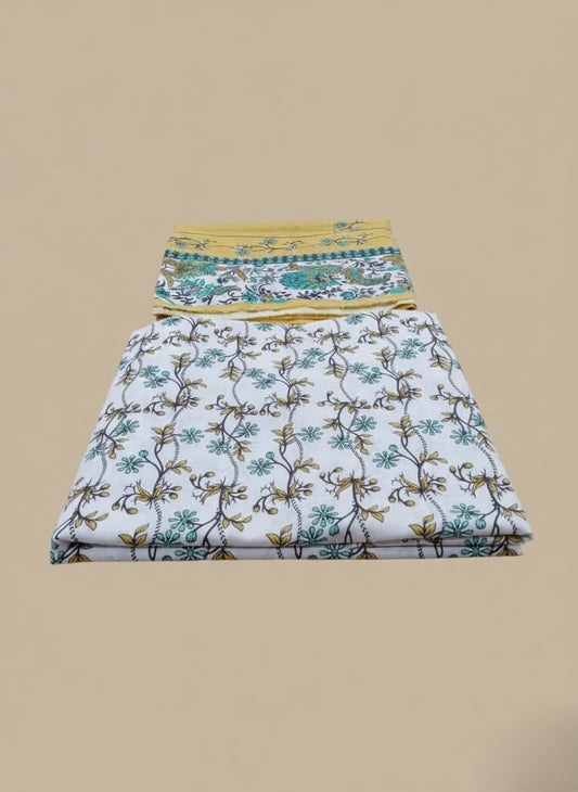 3 PC Unstitched Lawn Fabric with Floral Print – Summer Collection