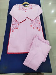 Hand Printed Pink Cotton Suit | Gelani Girls Summer Wear