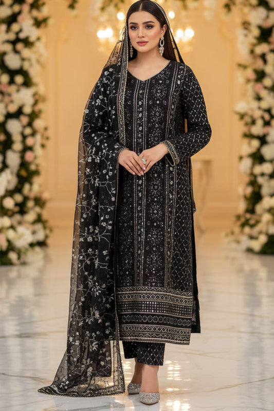 Black Chiffon Stitched Long Maxi | Gelani Girls Formal