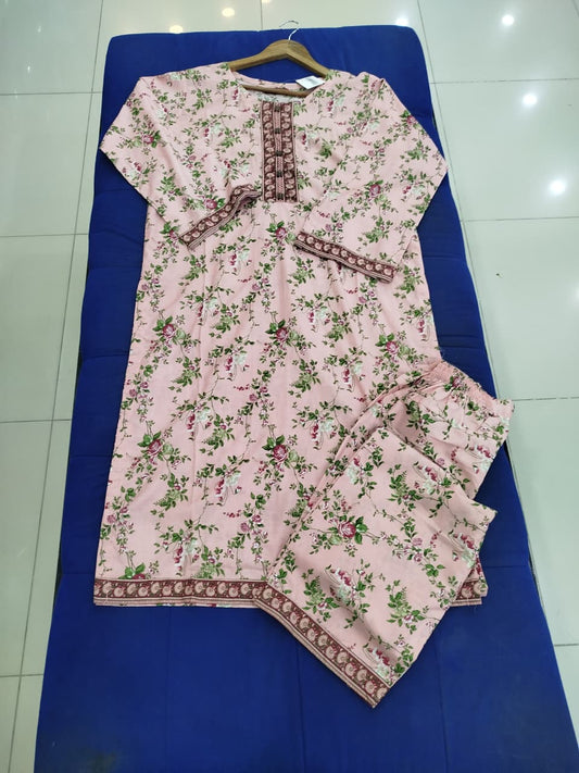Stitched Baby Pink Lawn Suit | Gelani Summer Women 2pc