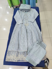 Off White Organza Stitched Long Maxi | Gelani Girls Formal