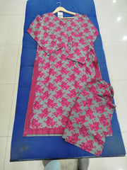 Stitched Pink and Gray Lawn Suit | Gelani Summer 2pc