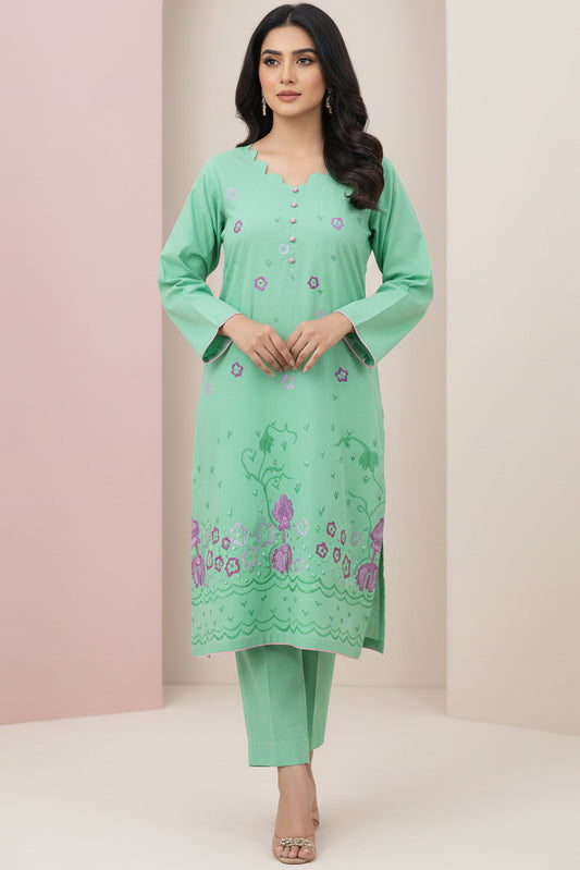 Hand Printed Green Cotton Suit | Gelani Girls Summer Wear
