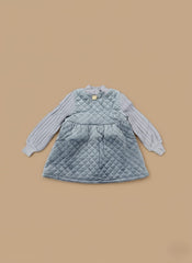 Girls Quilted Sweater Dress Cozy Blue Winter Wear for Toddlers