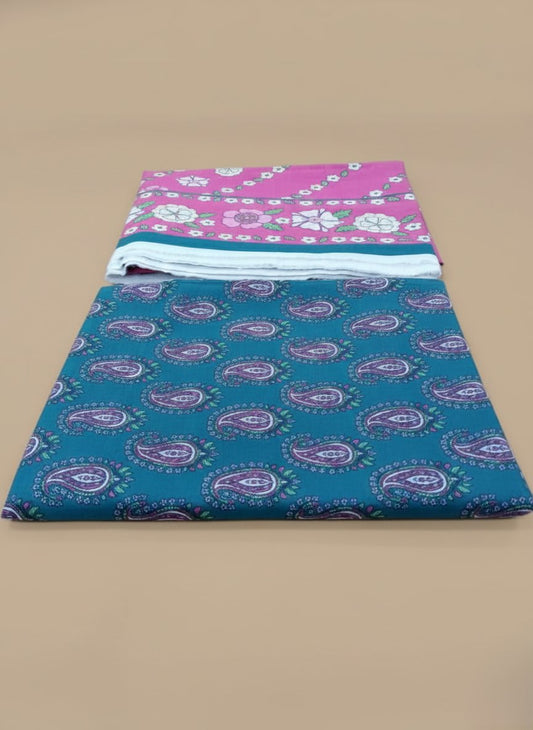 Alkaram Studio Grey & Pink Paisley 3 PC Unstitched Lawn Suit