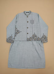 Boys Blue Waistcoat Suit – Stylish 3-Piece Ethnic Outfit for Kids