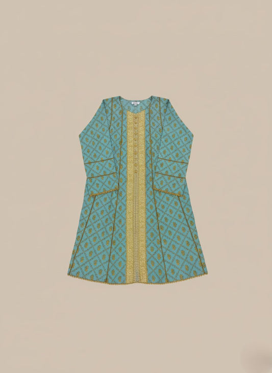 Elegant Blue Printed Women’s 2pc Lawn Frock