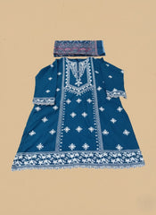 Elegant Teal Embroidered Lawn Dress with Dupatta