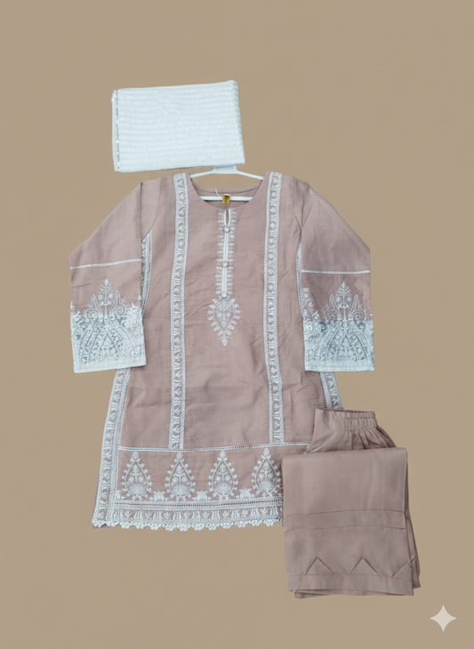 Light Pink 3Pc stitched suit for girl | She Club Summer