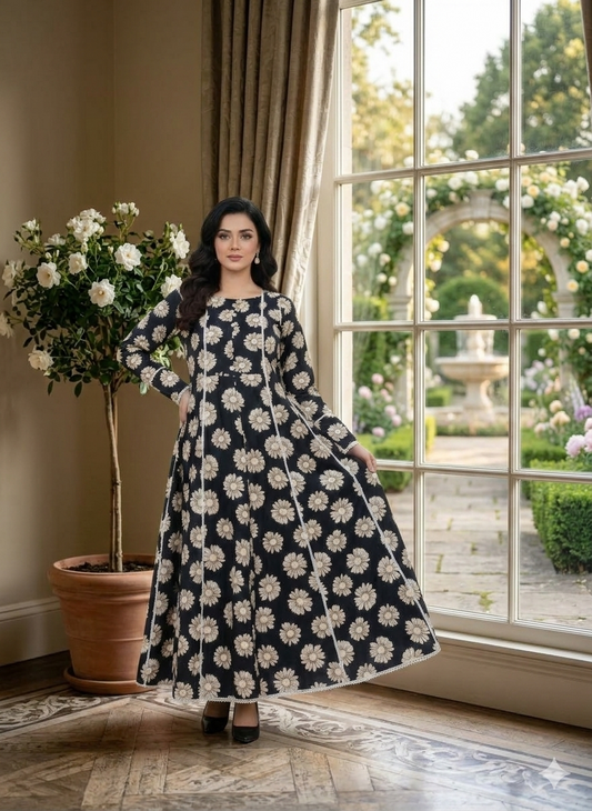 Women’s Elegant Daisy Print Frock