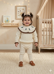 Buy Charming Baby Girl Knit Sweater with Ruffles & Floral Appliques | Gelani Baby Wear