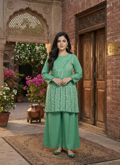 Buy 2 Pc Hand Painted Cotton Suit Pakistan | Green Floral