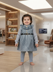 Girls Quilted Sweater Dress Cozy Blue Winter Wear for Toddlers