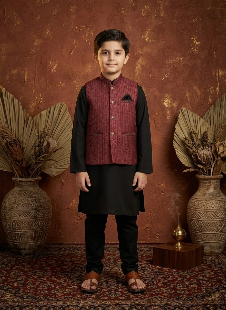 Kids Waistcoat Kurta Set – Stylish Traditional 3-Piece Outfit for Boys