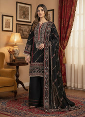 QALAMKAR Premium Embroidered Luxury Dhanak 3-Piece Suit