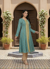 Elegant Blue Printed Women’s 2pc Lawn Frock