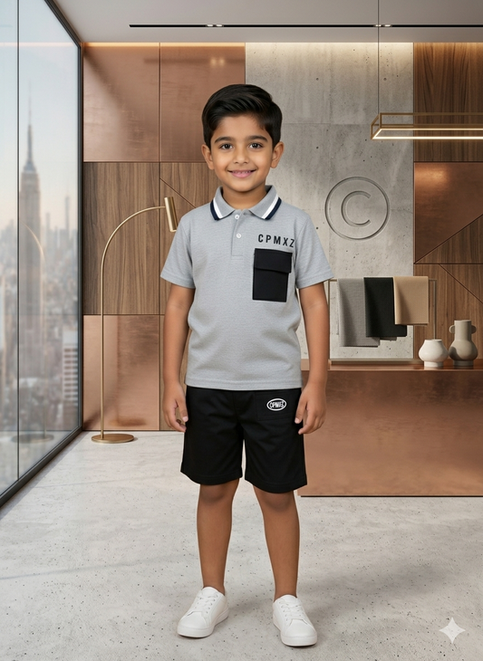 Premium Grey & Black Baby Suit for Boys | Glani Summer