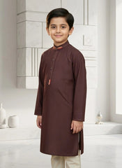 Premium Maroon Boys Kurta with Contrasting Collar Detailing – Stylish Traditional Wear for Kids