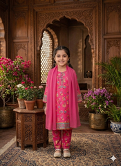 She Club 3pc stitched suit for girl – Pink Summer Cotton