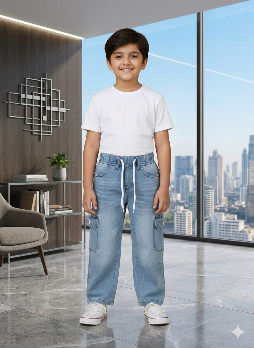 Buy Boys Wide Leg Cargo Jeans in Pakistan | Gelani Winter Wear
