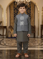 Buy Black Waistcoat Suit for Boys | Gelani Stitched Wear – Elegant 3-Piece Outfit