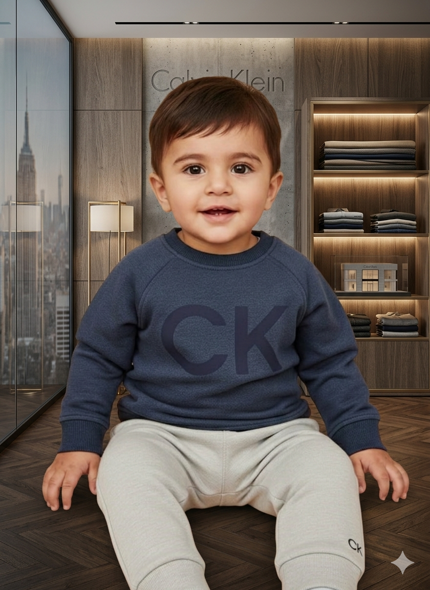 Buy Baby Calvin Klein Navy & Grey CK Logo Sweatshirt & Jogger Set | Gelani Kids Wear